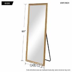 Floor Mirror Gold Polystyrene Frame 64 X 24 Rectangle Large Free Standing