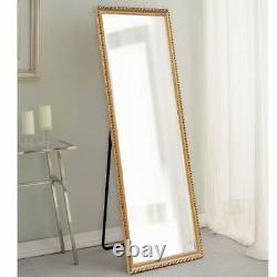 Floor Mirror Gold Polystyrene Frame 64 X 24 Rectangle Large Free Standing