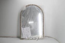 Fobule Arched Metal Beaded Frame Decorative Accent wall Mirror Large Gold