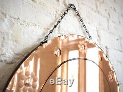 Frameless Antique Copper Art Deco Wall Mirror 1920s Vintage Extra Large Bevelled