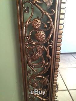 French Art Nouveau Gothic Grotesque Gilded Bronze Brass LARGE 40 Wall Mirror