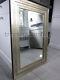 French Chic Silver Champagne Beveled Wood Wall Mirror Large 36
