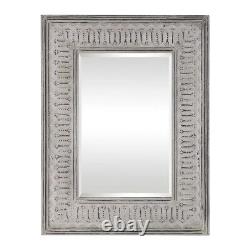 French Country Ivory Taupe Wall Mirror Large Metal Frame