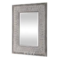 French Country Ivory Taupe Wall Mirror Large Metal Frame