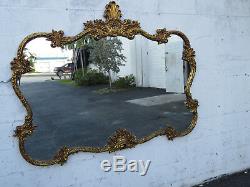 French Large Gold Painted Carved Wall Bathroom Vanity Mirror by Union City 9467A