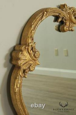 French Louis XV Style Large Gold Frame Carved Wall Mirror
