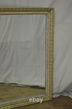 French Louis XV Style Large Partial Gilt Rectangular Vintage Wall Mirror