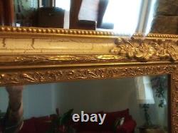 French Royal Large Very Elaborate Ornate 48 x 58 Framed Wall Beveled Mirror
