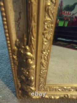 French Royal Large Very Elaborate Ornate 48 x 58 Framed Wall Beveled Mirror