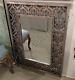 Fretwork Cut Metal Wall Mirror Antique Silver 40H Moroccan Geometric Large New