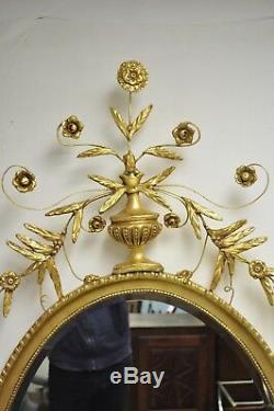 Friedman Brothers Large Oval Adams Style Gold Gilt Wood Wall Mirror