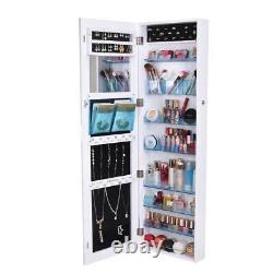 Full Large Wall/Door Mounted Mirror Jewelry Cabinet Armoire Acrylic Storage Lock