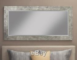 Full Length Bevelled Mirror Large Hammered Leaner Hanging Hardware Wall Silver