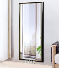 Full Length Floor Mirror Black Wood Grain Modern Large Leaner Wall Hang Stand