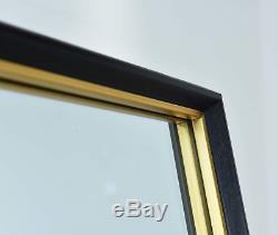 Full Length Floor Mirror Black Wood Grain Modern Large Leaner Wall Hang Stand