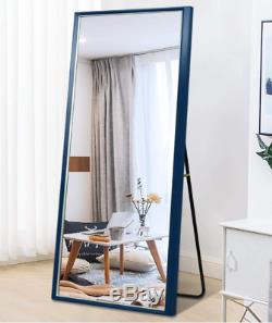 Full Length Floor Mirror Blue Wood Grain Large Leaner Wall Hang Stand Modern New