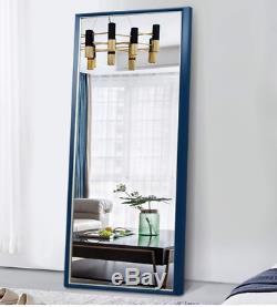 Full Length Floor Mirror Blue Wood Grain Large Leaner Wall Hang Stand Modern New