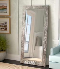Full Length Floor Mirror Leaning Gray Metal Lounge Bedroom Dressing Large New
