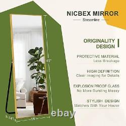 Full Length Mirror, 44X16 Aluminum Alloy Frame Large Wall Mirror, Vanity Mirro