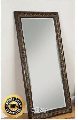 Full Length Mirror Antique Gold Brown Ornate Carved Leaning Wall Floor Large New