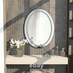 Functional Large Oval LED Bathroom Mirror Close to Wall Lighted Over Sink Mirror