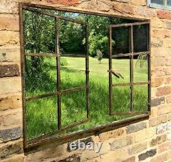 Garden Mirror Window Effect Wall or Fence Mounted Metal Outdoor Garden Feature