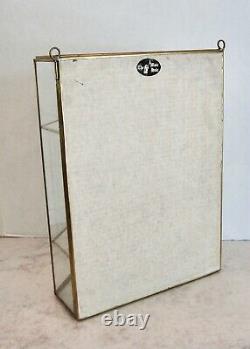 Glass brass vintage curio cabinet display case large wall or table mirror 13 1/2