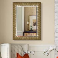 Gold Wall Mirror Hanging Bathroom Vanity Leaner Large Beveled Leaner Bronze New