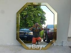 Gorgeous Large 70's Mastercraft Style Stepped Solid Brass Octagonal Mirror P