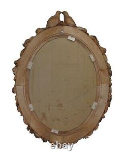 Grinling Gibbons Style Love Birds, Flowers Heavily Carved Large Oval Wall Mirror