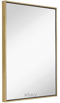 Hamilton Hills Clean Large Modern Gold Leaf Frame Wall Mirror 30 x 40 Contem