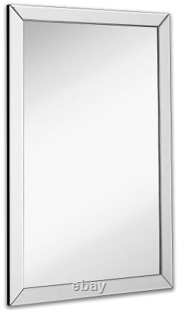 Hamilton Hills Large Flat Framed Wall Mirror with 2 Inch Edge Beveled Mirror Fra
