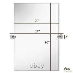 Hamilton Hills Large Pivot Rectangle Mirror with Polished Chrome Wall Anchors