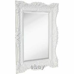 Hamilton Hills Vintage Wall Mirror Large Ornate White Gloss Baroque Frame