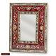 Hand Painted Glass Wood Rectangular Mirrors Arts Crafts Large Red Mirror wall
