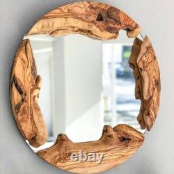 Handmade Decorative Wood Frame Mirror Wall Décor, Round Wood Mirror, Small-Large