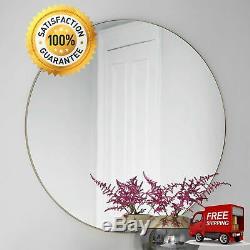Hayle Large Round Champagn Metal Frame Sleek Gallery Wall Mirror 39.5 100cm New