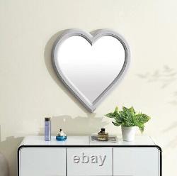 Heart Mirror for Wall Large White 24 X 22.5 in Wooden Heart Shaped Wall Mirror