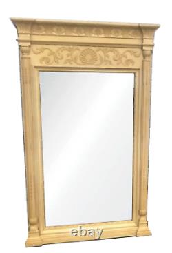 Henredon Louis XVI Large Rectangular Wall / Standing Mirror Ivory with Carving