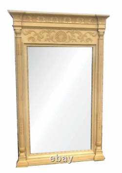 Henredon Louis XVI Large Rectangular Wall / Standing Mirror Ivory with Carving