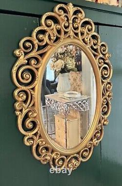 Hollywood Regency Gold Mirror Vintage Syroco Large Ornate Scroll Wall Decor 24