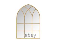 Home Decorators 43'' x 24'' Large Arched Gold Windowpane Classic Accent Mirror