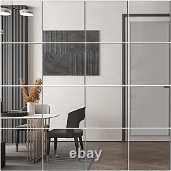 Home Gym Mirrors, 14''X 14'' Glass Wall Mirror Tiles (16 PCS), Square Large Full