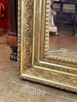 Imposing Large 19th Century Gilded Wood and Gesso Louis XVI French Wall Mirror