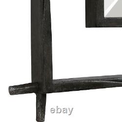 Industrial Style Iron Frame Wall Mirror 40in Open Minimalist Vanity Large Rustic