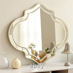 Irregular Golden Decorative Wall Mirror Large Symmetrical Mirror withBeveled Glass