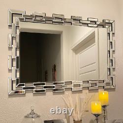 JACUKO Wall Mirror Decorative 27.539.3 Inches Large Rectangular Decorative Mi
