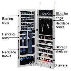Jewelry Cabinet Armoire Large Wall Door Mounted Jewelry Box Organizer Mirror
