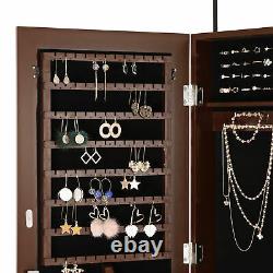 Jewelry Cabinet Wall Door Mounted Armoire Large Box Organizer with Mirror