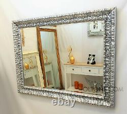 John Lewis Marilyn Solid Wood Ornate Bevelled Large Wall Mirror Silver 123x97cm